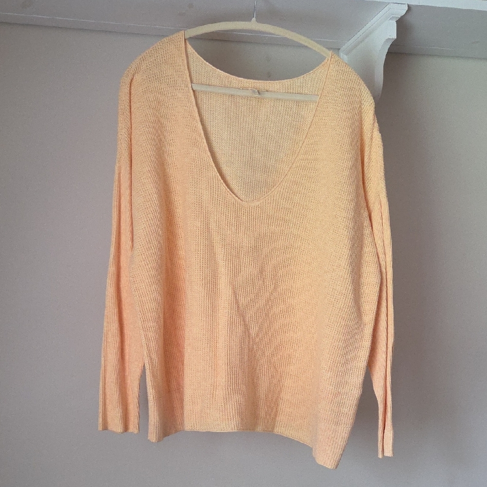 Eileen Fisher Soft Peach V-Neck Sweater